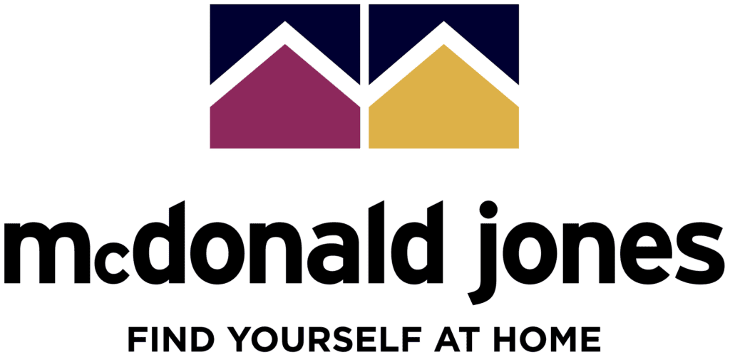 McDonald Jones Homes logo with slogan 'Find Yourself at Home'