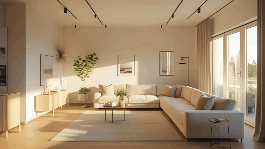 modern home interior or an overhead shot of a clean
