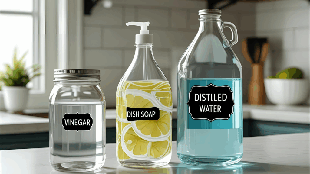 water, vinegar and soap 